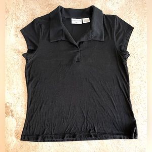 KATHY IRELAND Vintage Slinky Nylon Blend Polo Top